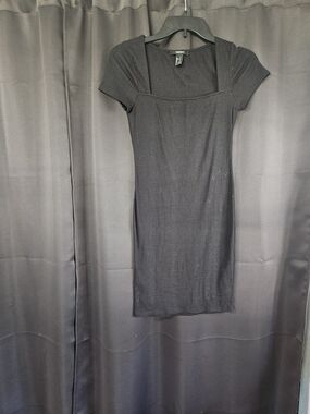 Forever 21 Black Ribbed Square-Neck Mini Dress